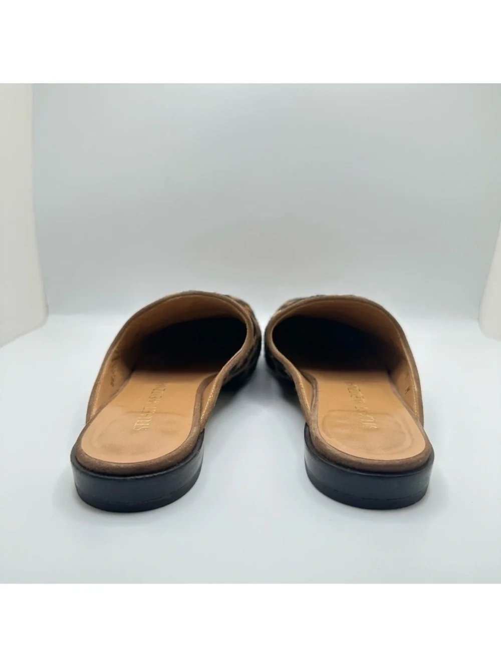 Stuart Weitzman Leopard Print Slip-On Mules - Tan/Black